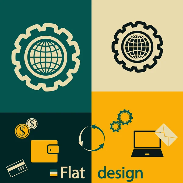 Wereldbol icoon. Platte ontwerpstijl — Stockvector