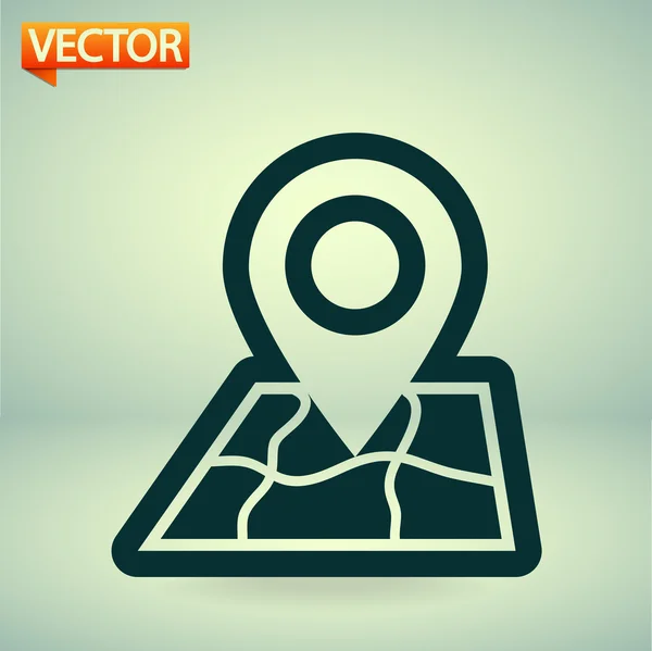 Mapa con icono de puntero — Vector de stock