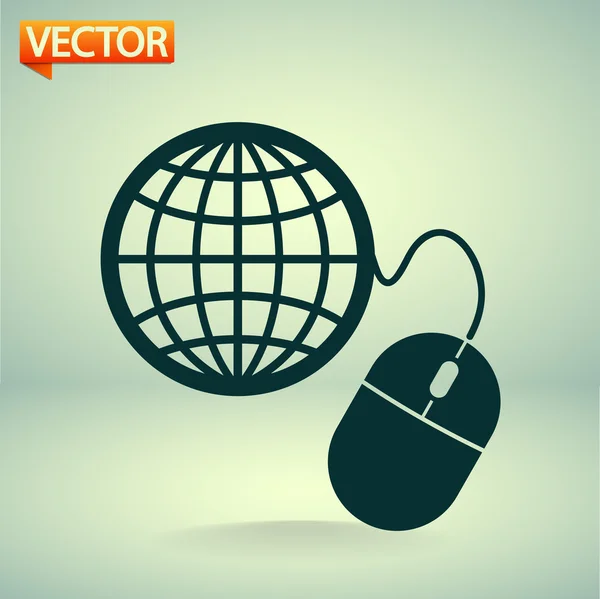 Global management, computer mouse icon — Stock Vector