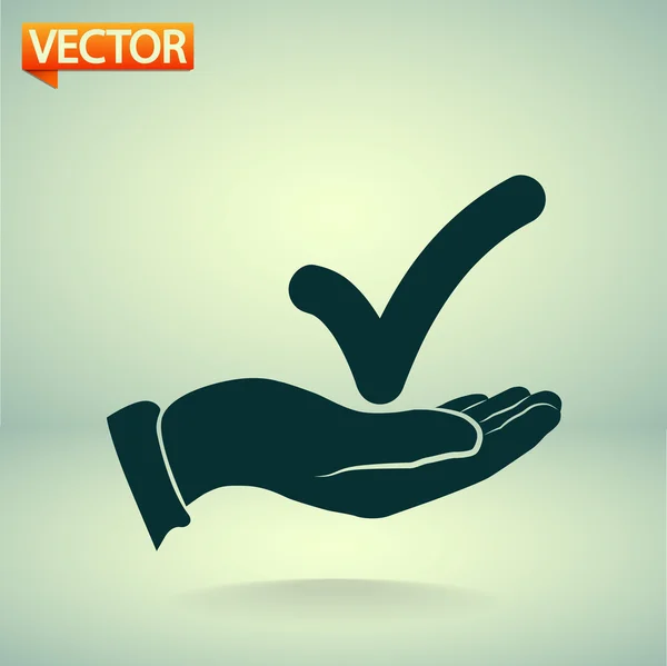 Teek met pictogram van een hand — Stockvector