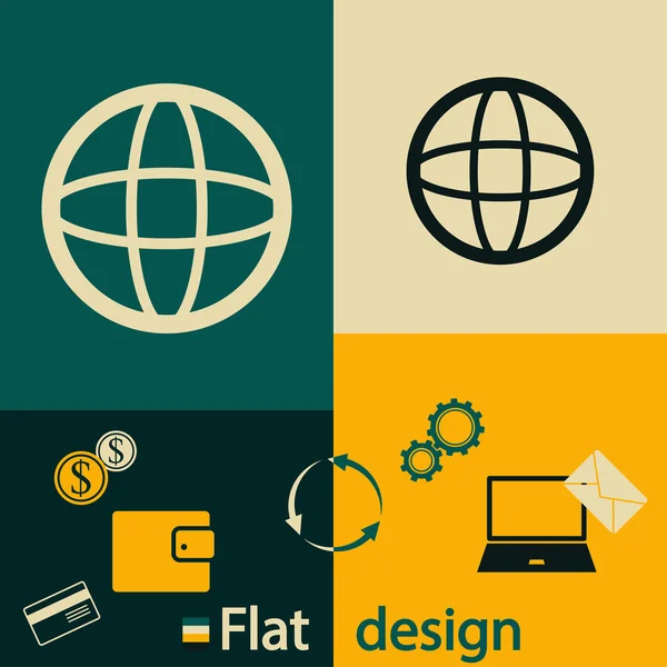 Icono del globo. Estilo de diseño plano — Vector de stock