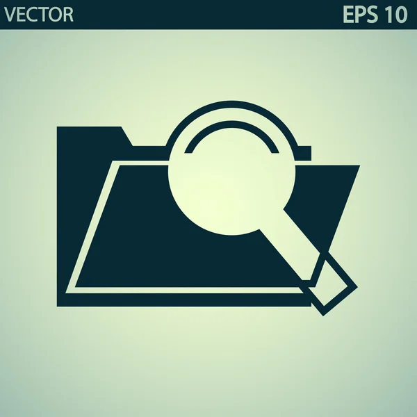 Concepto de búsqueda con icono de carpeta e icono de lupa — Vector de stock