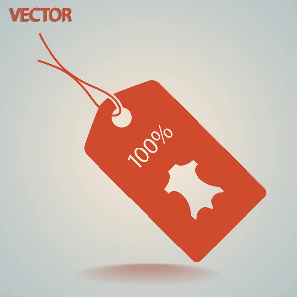 100 por ciento icono de etiqueta de cuero — Vector de stock