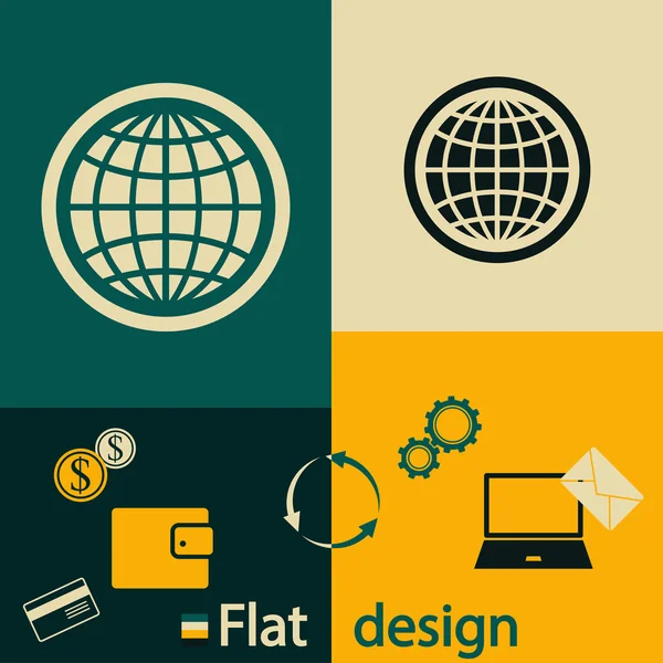 Icono del globo. Estilo de diseño plano — Vector de stock