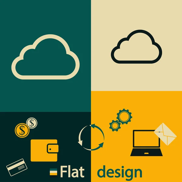 Wolk pictogramstijl plat ontwerp — Stockvector