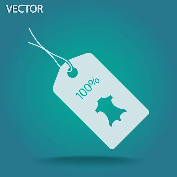 100 por ciento icono de etiqueta de cuero — Vector de stock