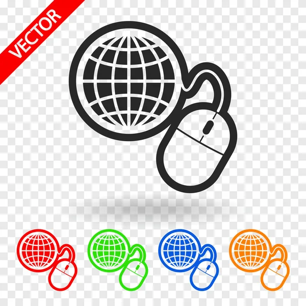 Global management, computer mouse icon — Stock Vector