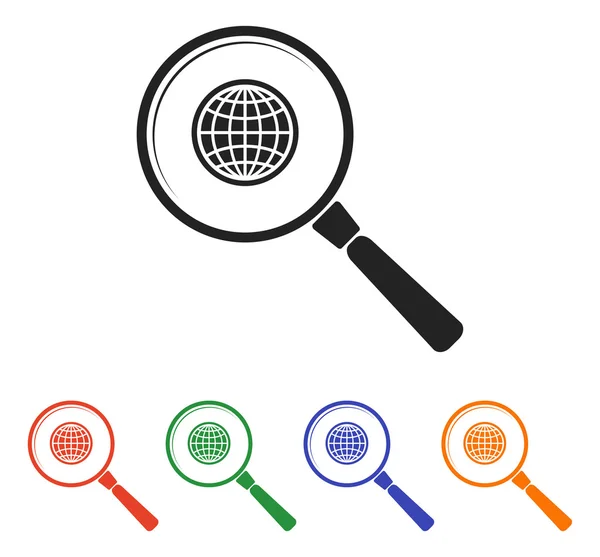 Earth with magnifying glass search icon — Stock Vector