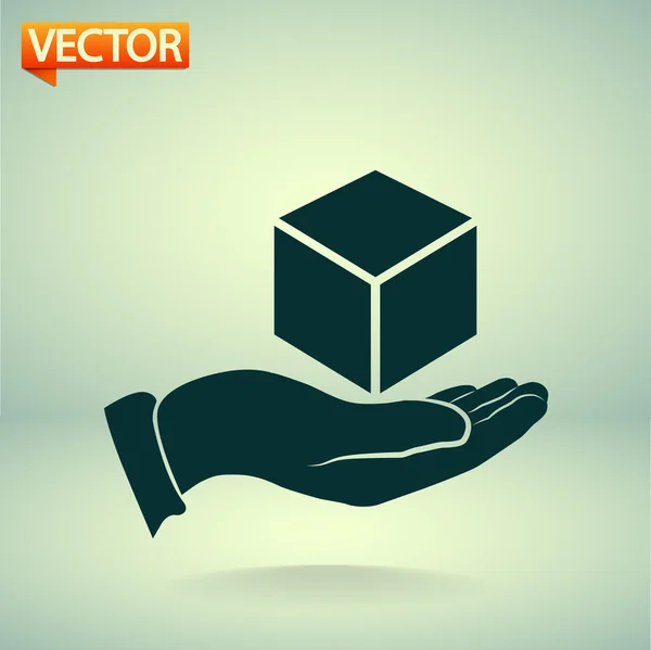 3d cubo en la mano — Vector de stock