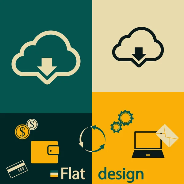 Cloud computing download icon — Stock Vector