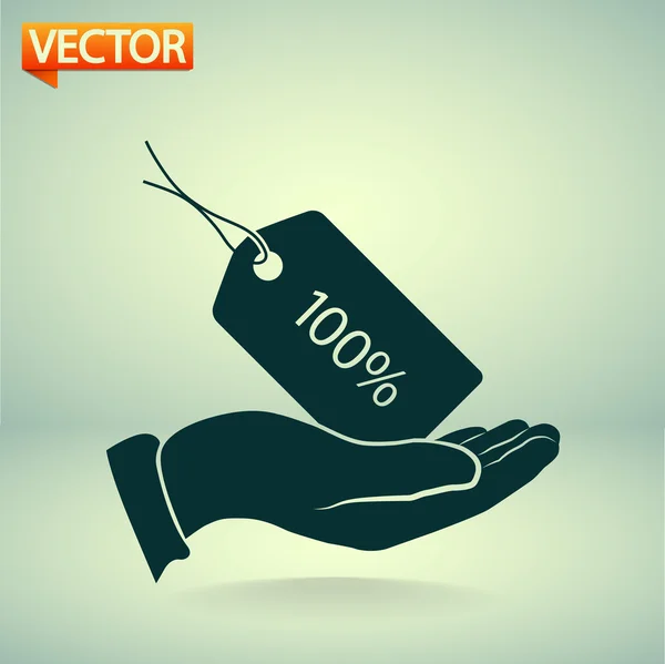 100 por ciento icono de etiqueta — Vector de stock