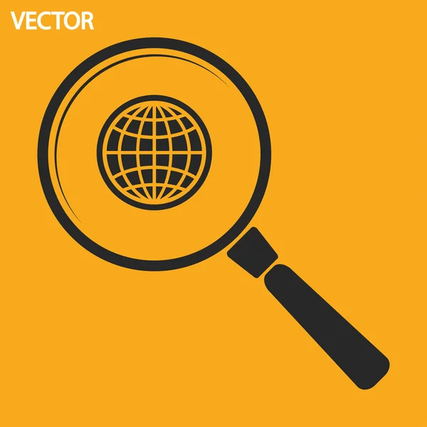 Aarde met vergrootglaspictogram Zoeken — Stockvector