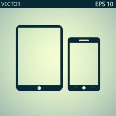 Modern dijital tablet pc ile mobil akıllı telefon simgesi