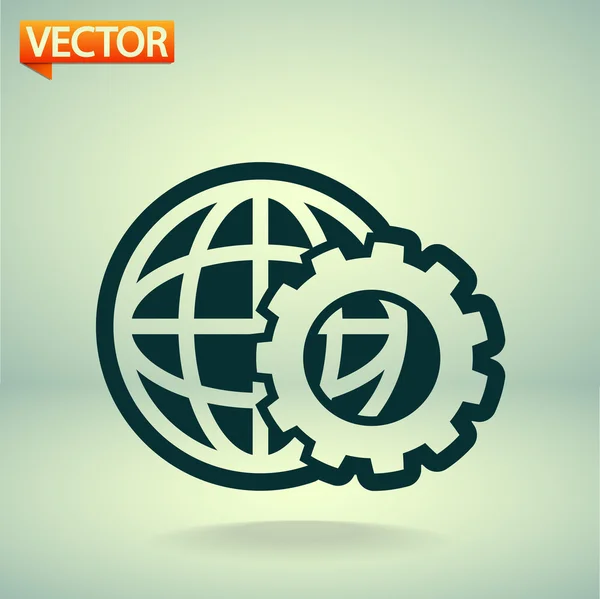 Установка параметров, значок глобуса — стоковый вектор