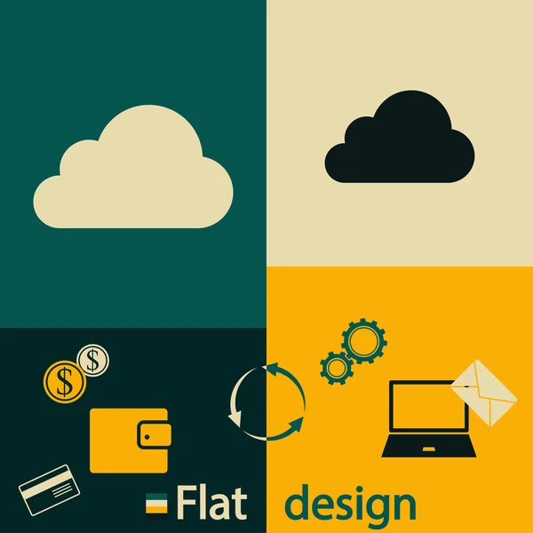 Wolk pictogramstijl plat ontwerp — Stockvector