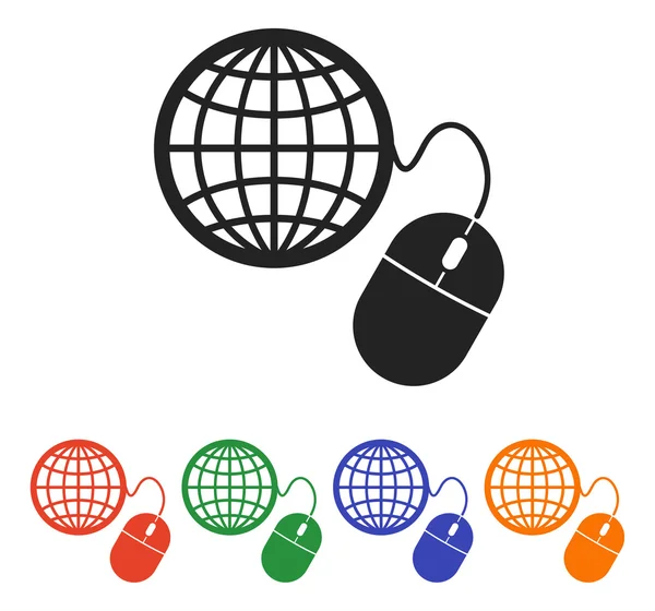 Global management, computer mouse icon — Stock Vector