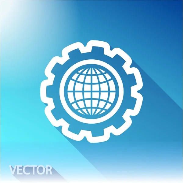 Setting parameters, globe Icon on sky background — Stock Vector