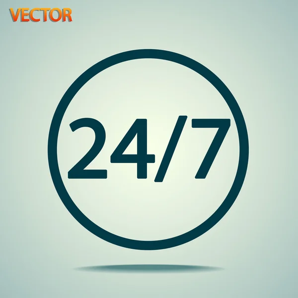 24 hours a day and 7 days a week icon. — Stock Vector