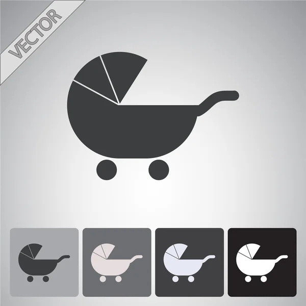 Conjunto de iconos de silueta de carro de bebé — Vector de stock