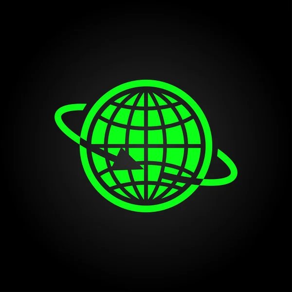 Globus ikona se šipkou — Stockový vektor