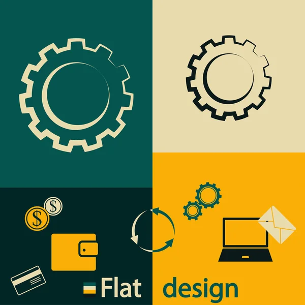 Icono del engranaje. Estilo de diseño plano — Archivo Imágenes Vectoriales