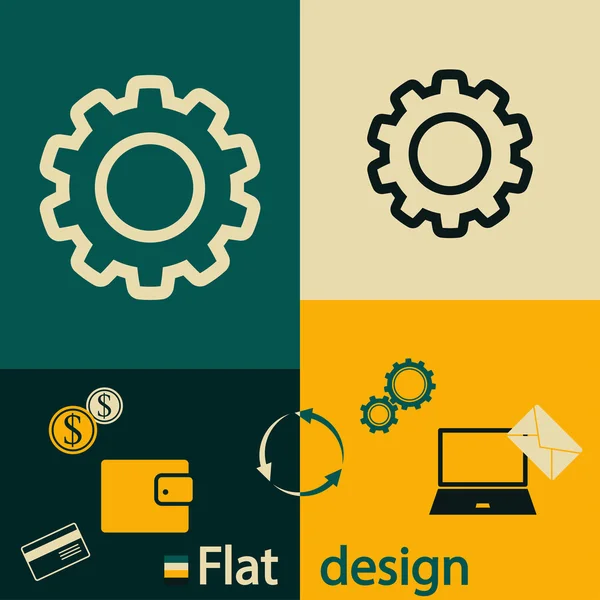 Gear icon. Flat design style — Stock Vector