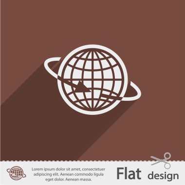 Küre simgesi. Düz tasarım stili