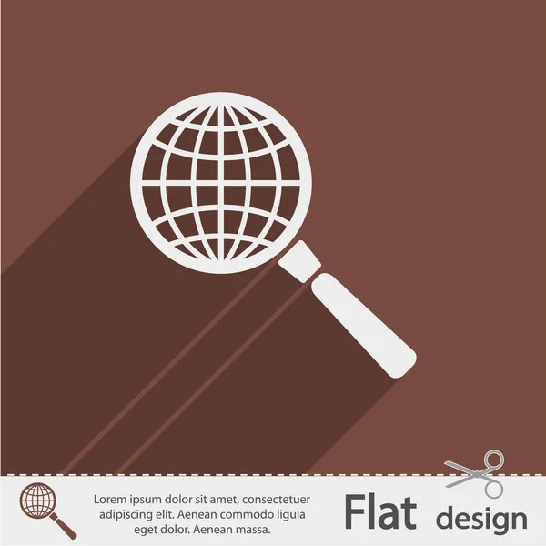 Aarde met vergrootglaspictogram Zoeken — Stockvector