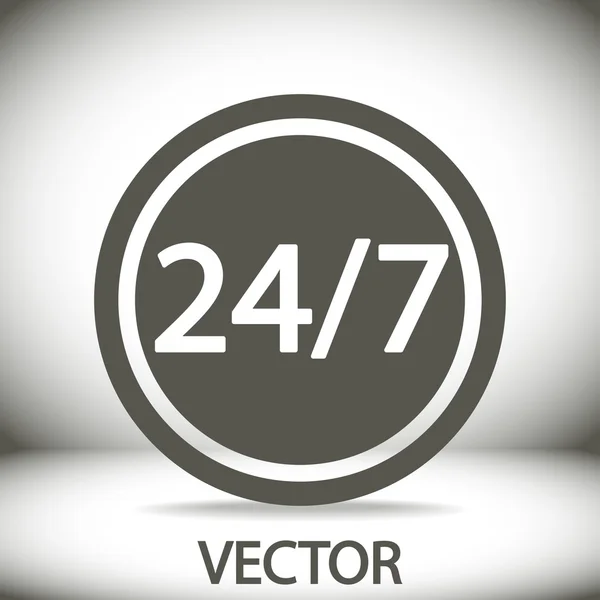 24 horas al día y 7 días a la semana icono . — Vector de stock