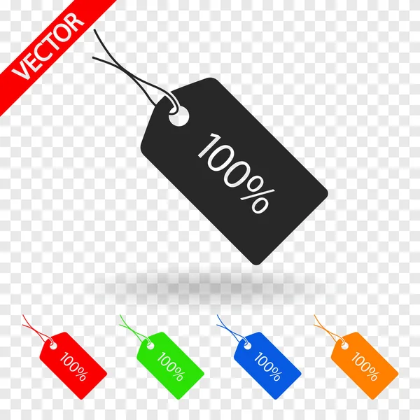 100 percent tag icon — Stock Vector