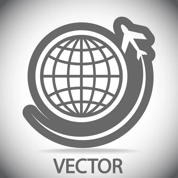 Globo com ícone de avião — Vetor de Stock