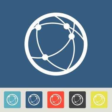 Küresel teknoloji veya sosyal ağ Icons set