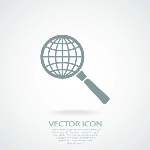 Tierra con icono de búsqueda de lupa — Vector de stock