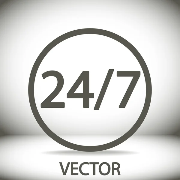 24 timmar om dygnet och 7 dagar en vecka-ikon. — Stock vektor