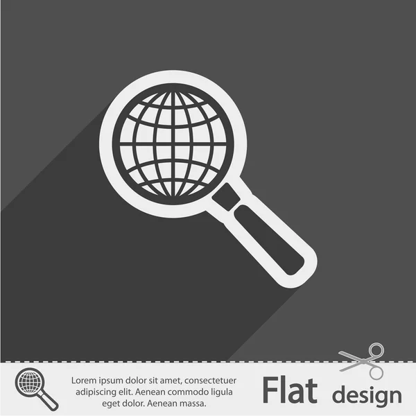 Aarde met vergrootglaspictogram Zoeken — Stockvector