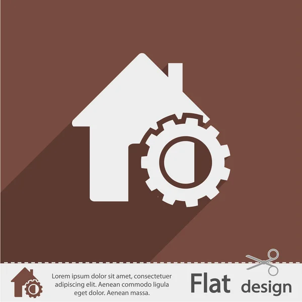 Configuración de parámetros, icono de la casa — Vector de stock