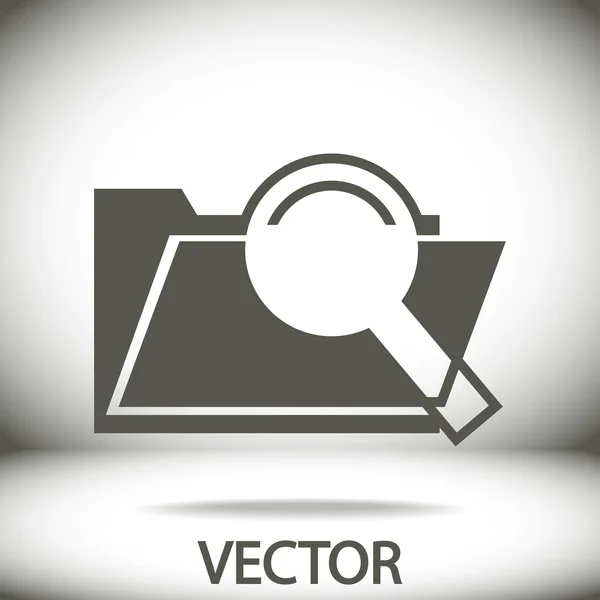 Carpeta e icono de lupa — Vector de stock