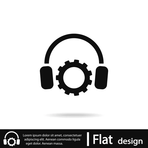 Configuración de parámetros y musical, icono de auriculares — Vector de stock