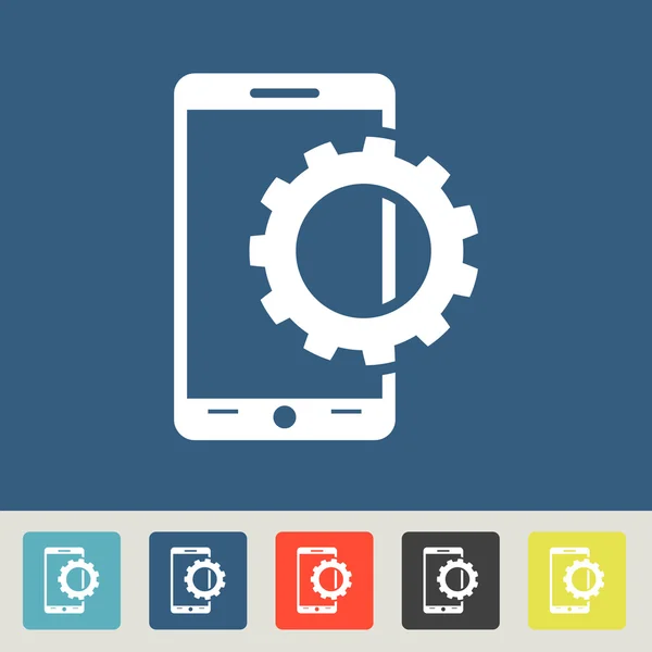 Configuración de parámetros, icono del smartphone móvil — Vector de stock