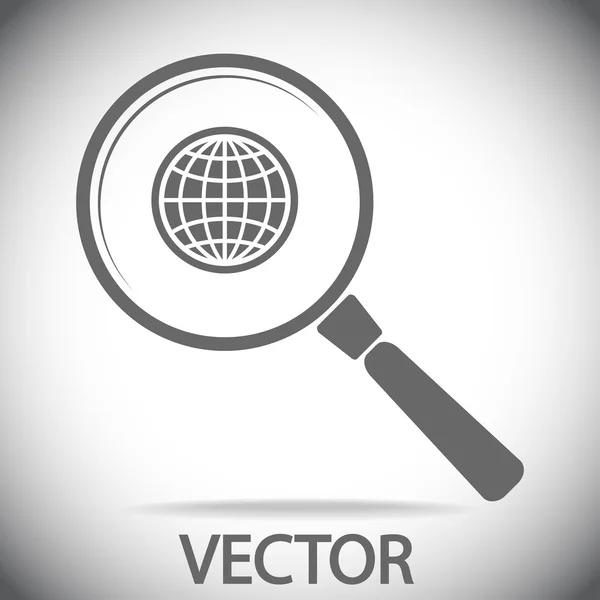 Aarde met vergrootglaspictogram Zoeken — Stockvector