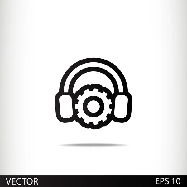 Configuración de parámetros y musical, icono de auriculares — Vector de stock