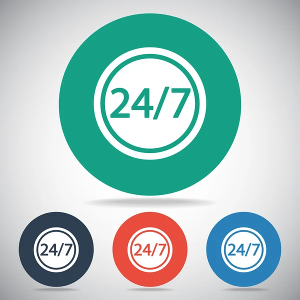 24 uur per dag en 7 dagen een week-pictogram. — Stockvector