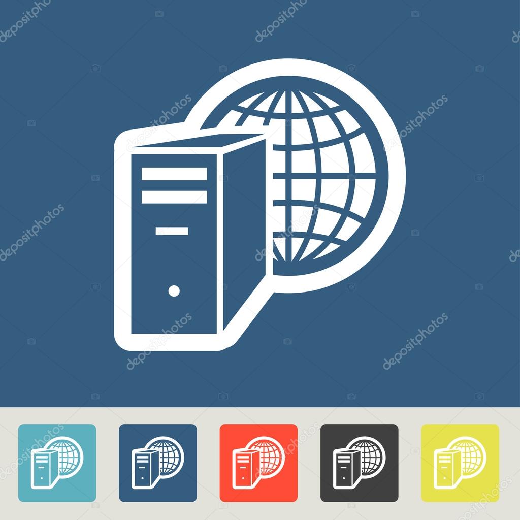 Computer server icons set