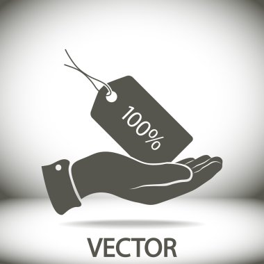 yüzde yüz etiketi simgesi