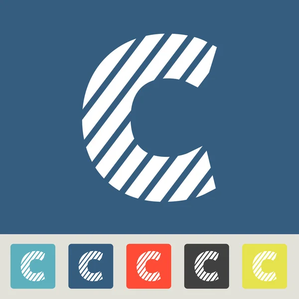 C harfine düz tasarım stili — Stok Vektör
