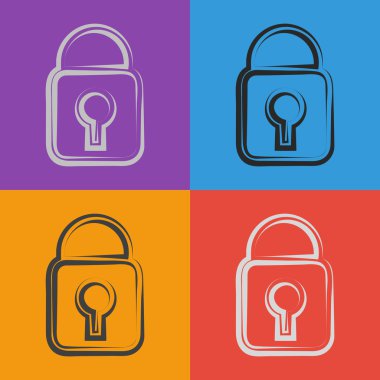 Kilit simgesi. Düz tasarım stili