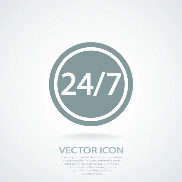 24 horas al día y 7 días a la semana icono . — Archivo Imágenes Vectoriales