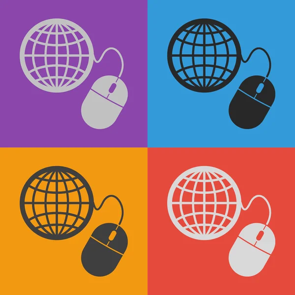 Global management, computer mouse icon — Stock Vector