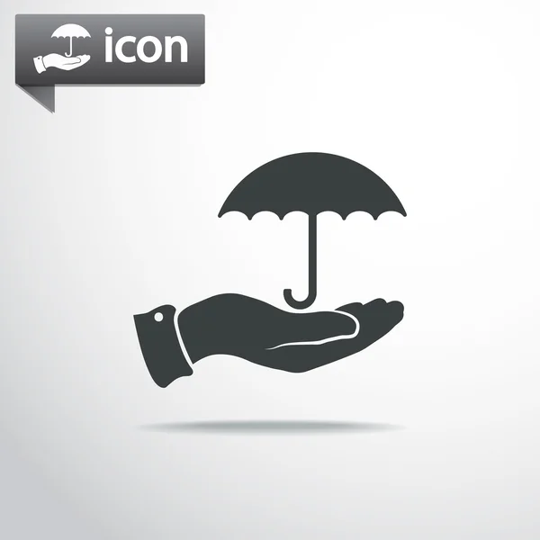 Paraguas con icono de mano — Vector de stock