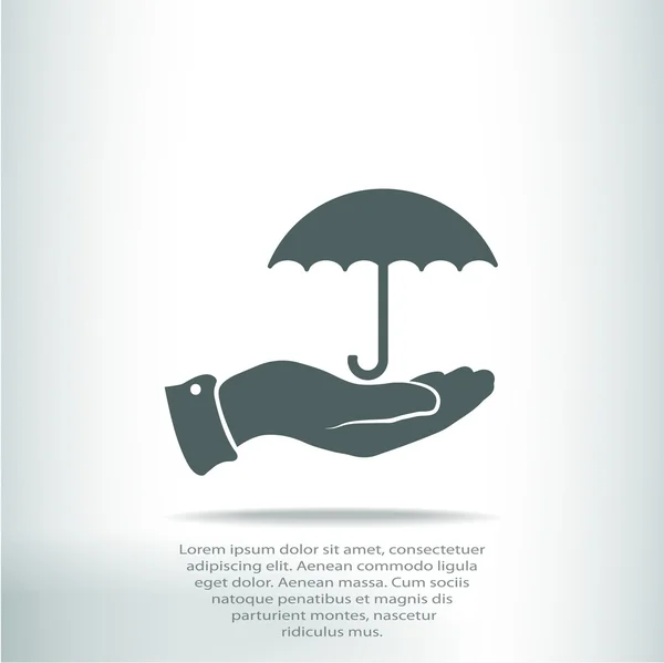 Umbrella with hand icon — Stock Vector